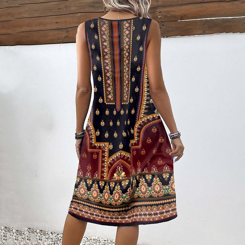 Vintage-Kleid Mit Ethno-Print