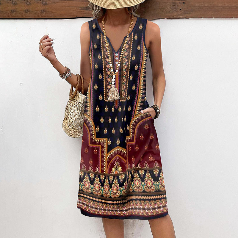 Vintage-Kleid Mit Ethno-Print