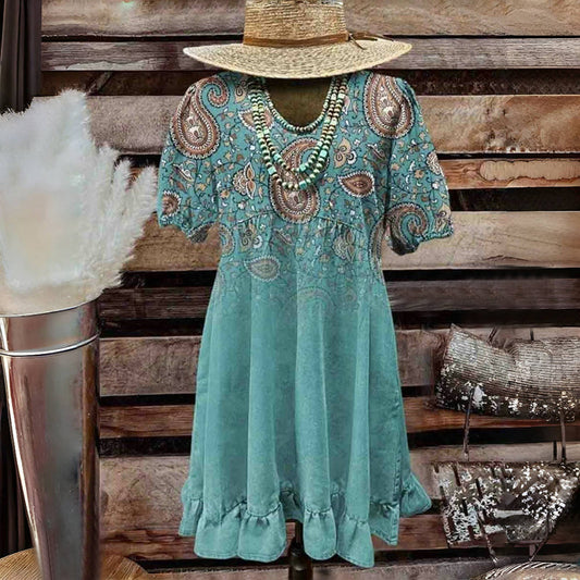 Vintage-Kleid Mit Ethno-Print