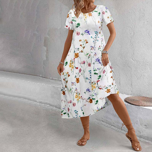 Lässiges Kleid Mit Blumendruck