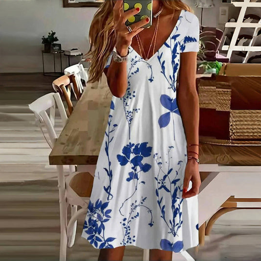 Lässiges Kleid Mit Blattdruck