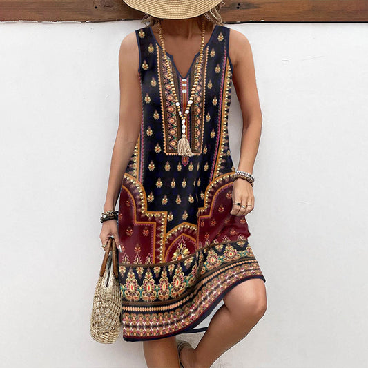 Vintage-Kleid Mit Ethno-Print