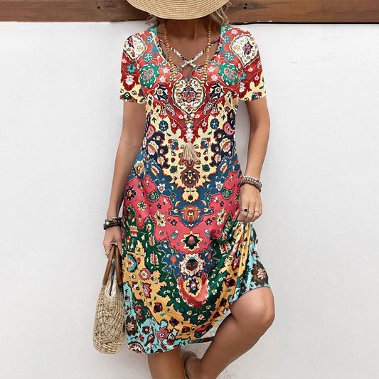 Vintage-Kleid Mit Ethno-Print