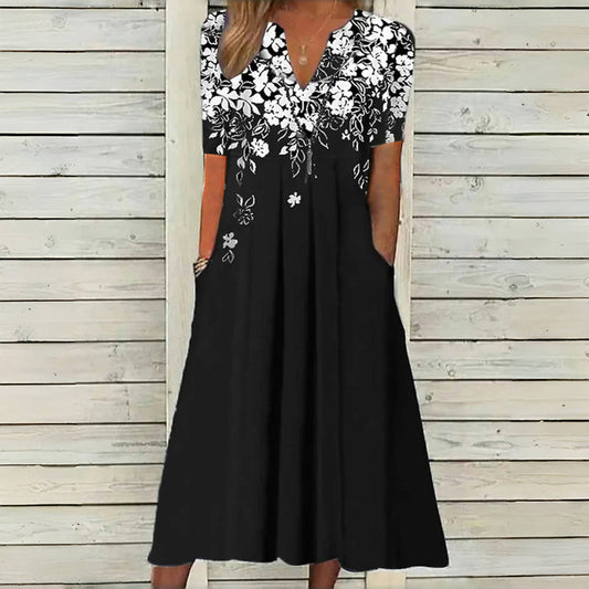 Vintage-Kleid Mit Blumendruck