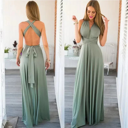 Emily - Damen bodenlanger langer Rock & Brautjungfernkleid mit verschiedenen Tragevarianten